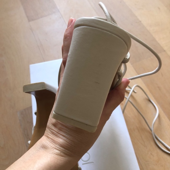 JONATHAN SIMKHAI MEGHAN SQUARE TOED HEEL WRAP SANDALS - Picture 8 of 11